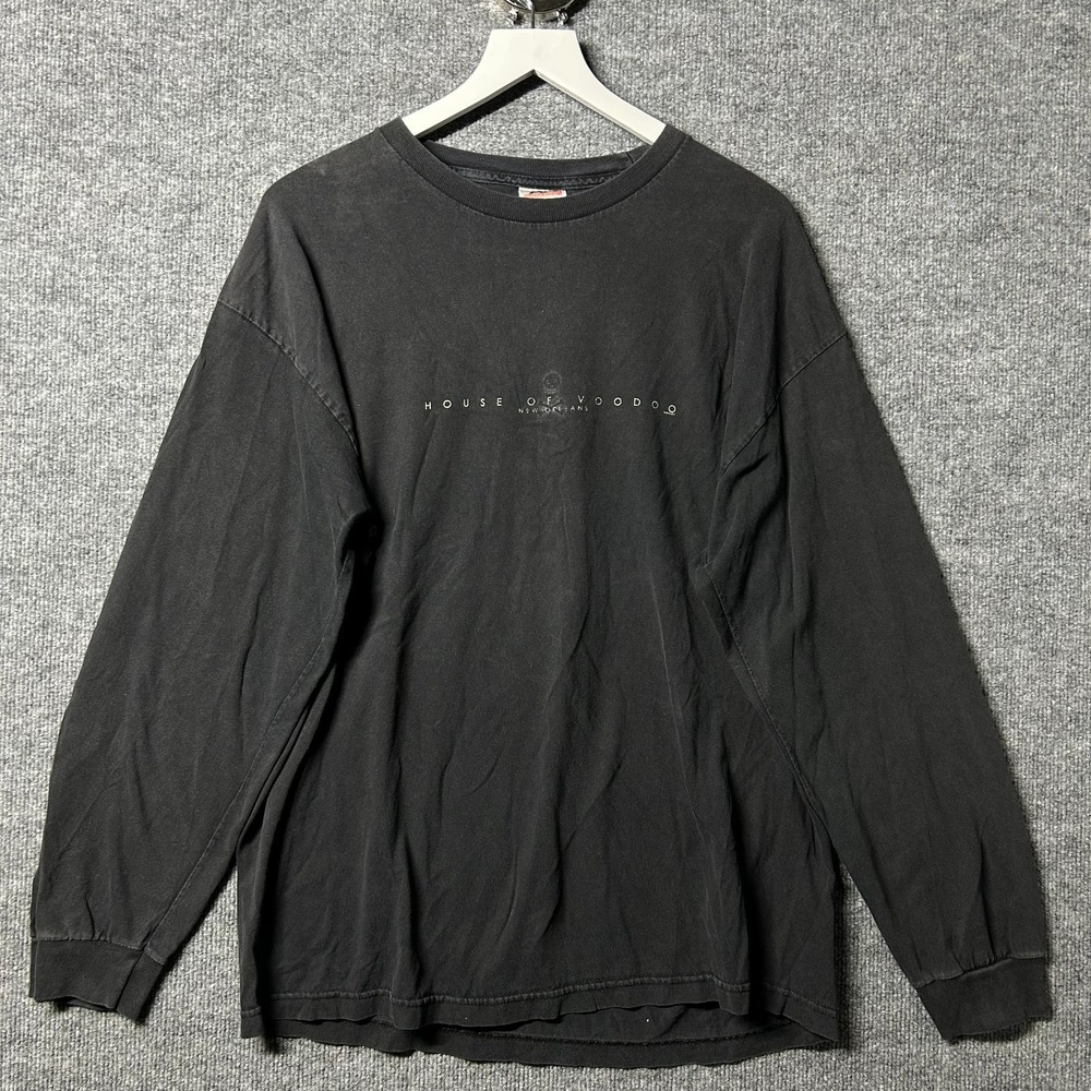 VTG Alstyle House Of Voodoo Long Sleeve T-Shirt Men's Black Cotton USA Made - XL